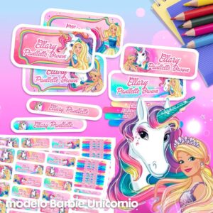 Barbie Unicornio - Etiquetas Personalizadas