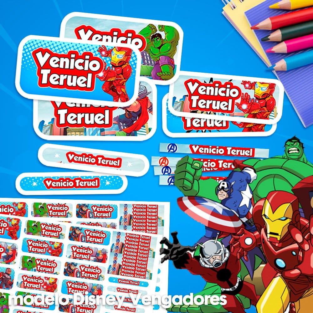 Etiquetas Escolares - Disney Vengadores