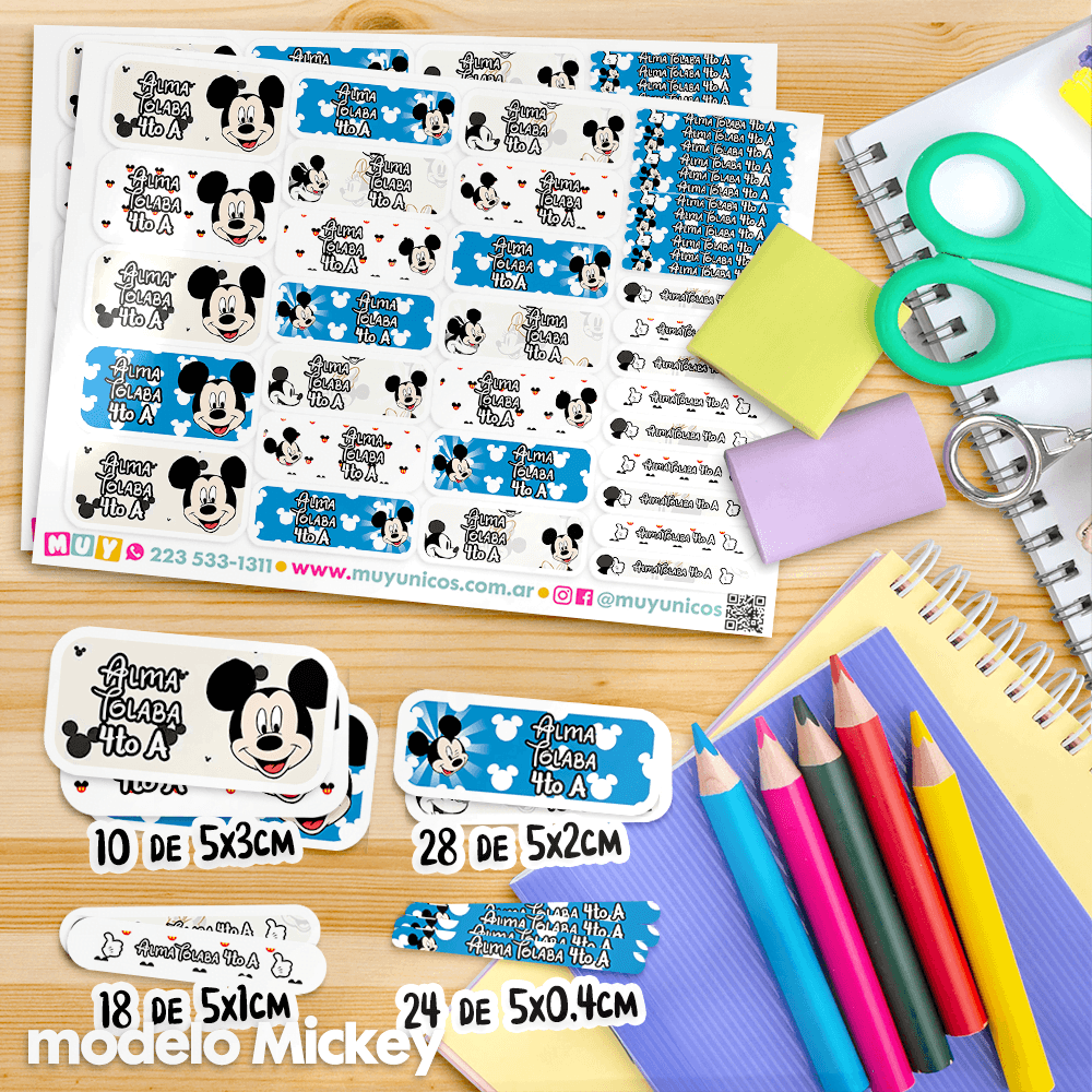 Etiquetas Escolares para Imprimir | Mickey (Archivo Digital PDF) - Imagen 3