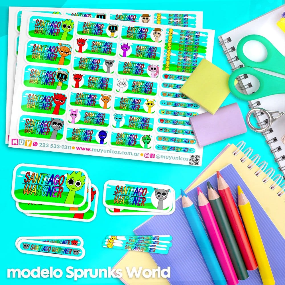 Etiquetas Escolares para Imprimir | Sprunks World (Archivo Digital PDF) - Imagen 2