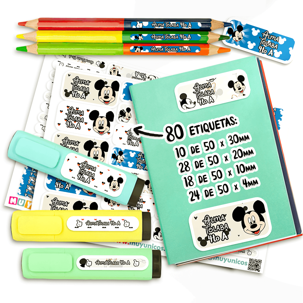 Etiquetas Escolares para Imprimir | Mickey (Archivo Digital PDF) - Imagen 2